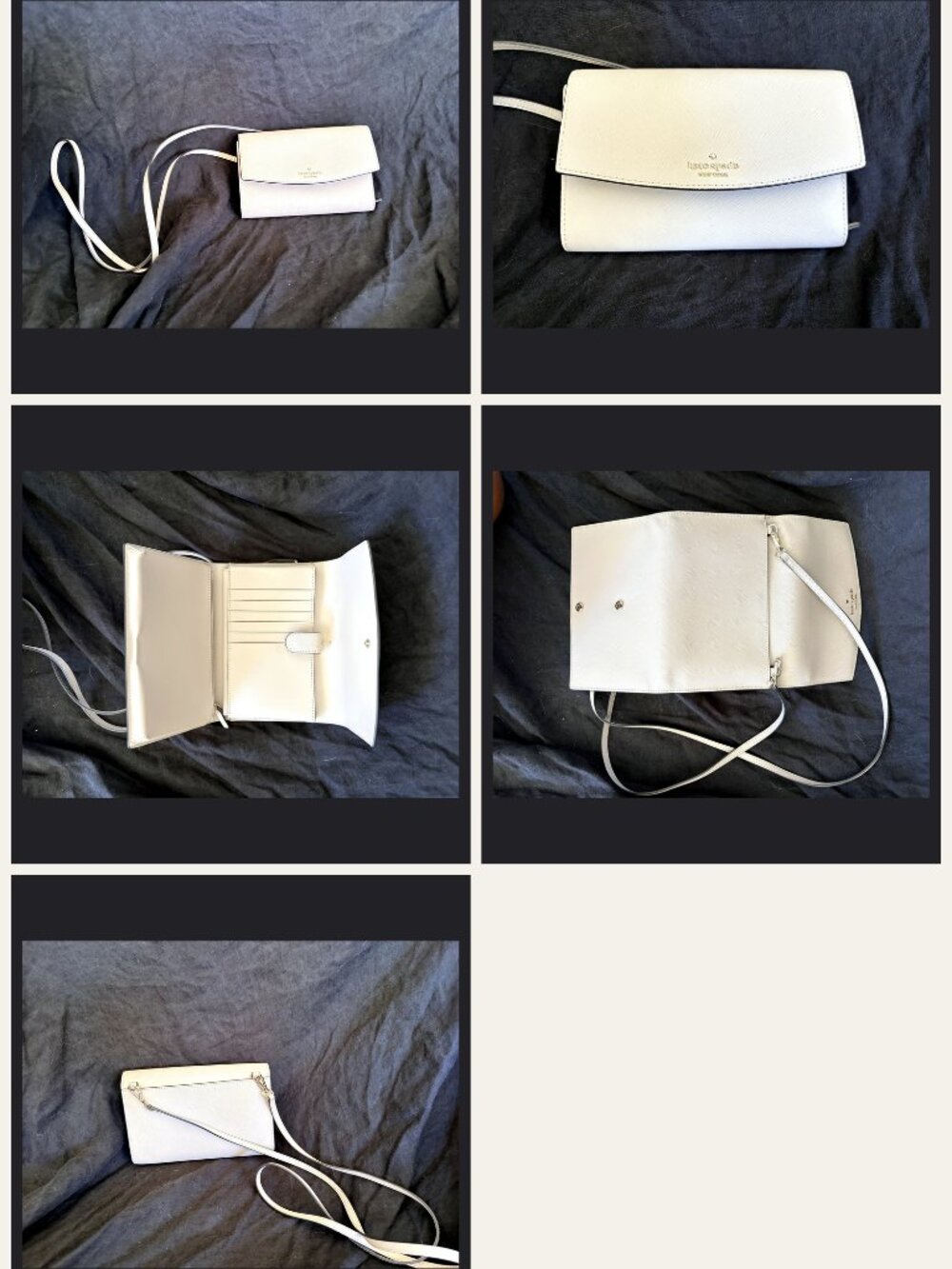 Kate Spade Perry Parchment Saffiano Leather Crossbody Wallet K8709